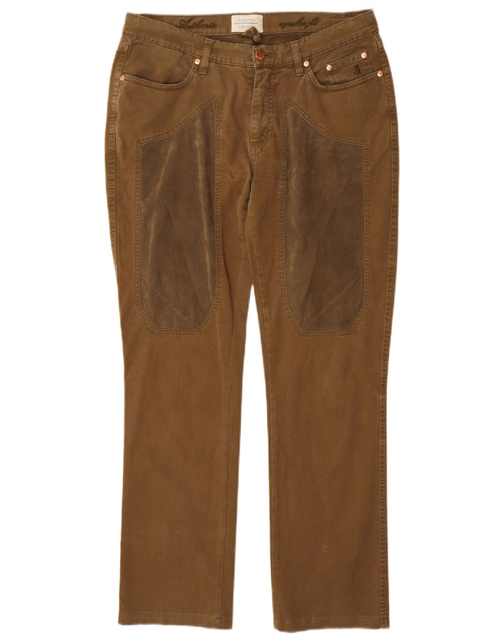 Calça feminina casual reta JECKERSON W33 L31 algodão marrom