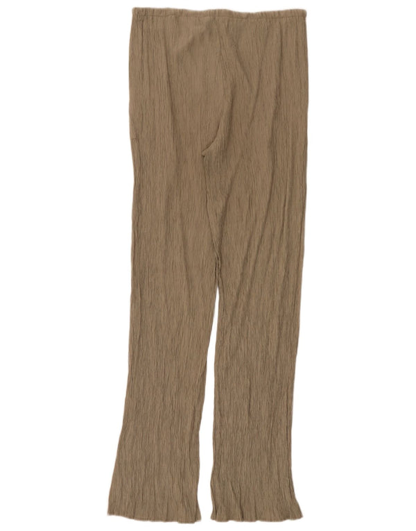 Calça feminina Zara Flare casual médio W28 L32 bege viscose