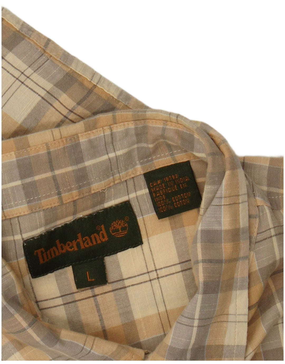 Camisa masculina de manga curta Timberland grande algodão xadrez amarelo