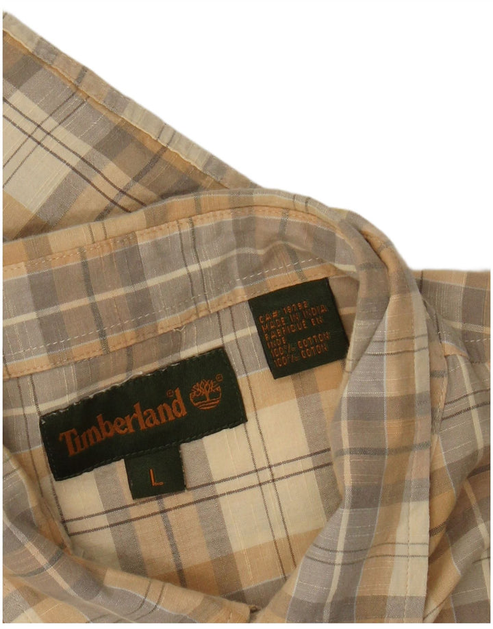 Camisa masculina de manga curta Timberland grande algodão xadrez amarelo