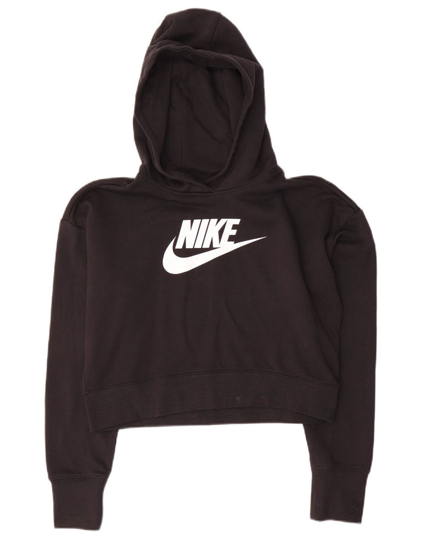 Jumper com capuz Nike Girls Crop Graphic 13-14 anos XL preto algodão