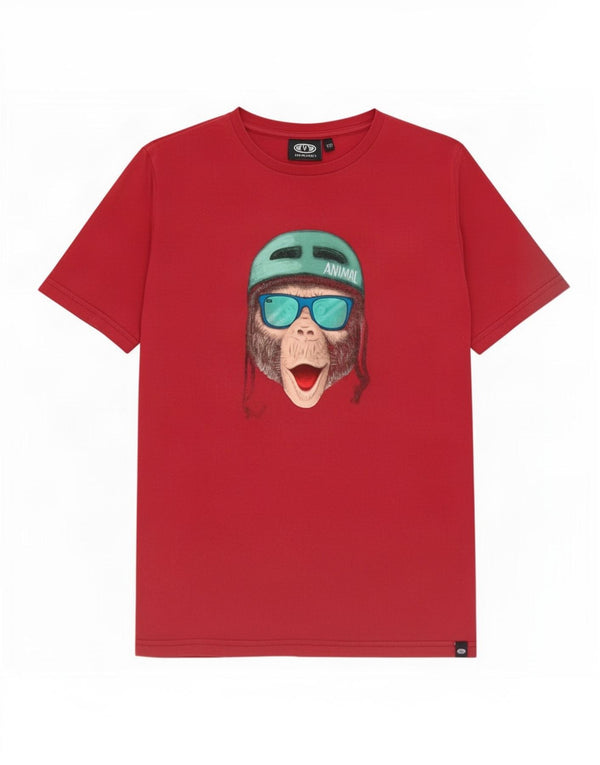 Animal Boys Graphic Camiseta Top 11-12 Anos Algodão Borgonha