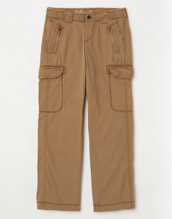 Calça cargo feminina reta Tommy Hilfiger W26 L32 algodão bege
