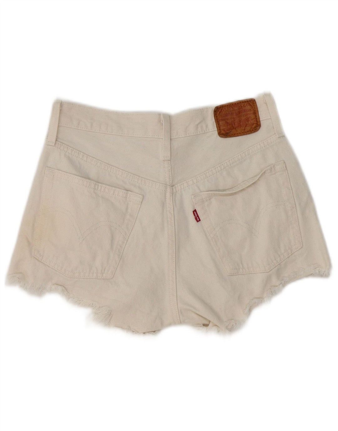 Shorts jeans feminino Levi's desgastado W25 XS algodão branco