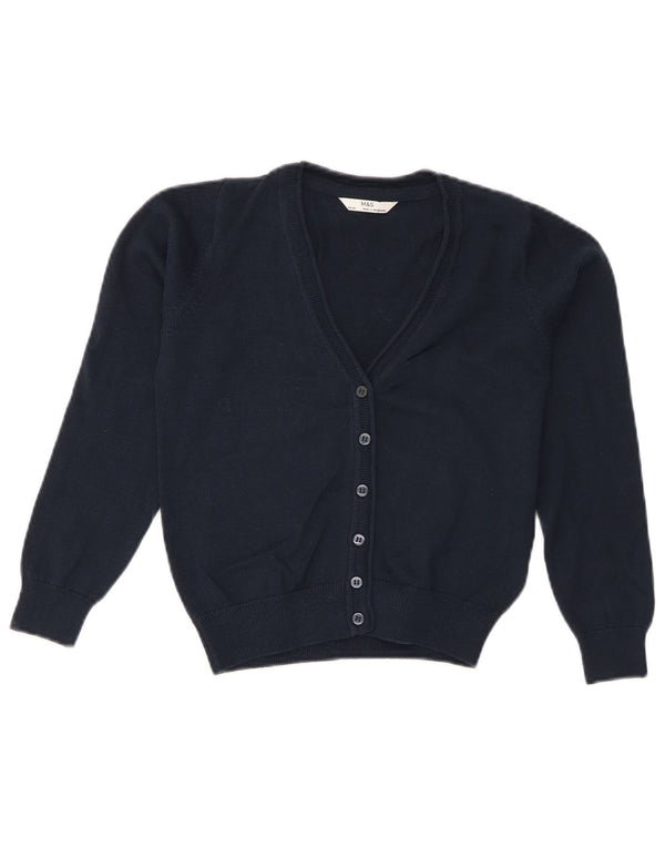 Suéter cardigã feminino Marks & Spencer 8-9 anos algodão azul marinho