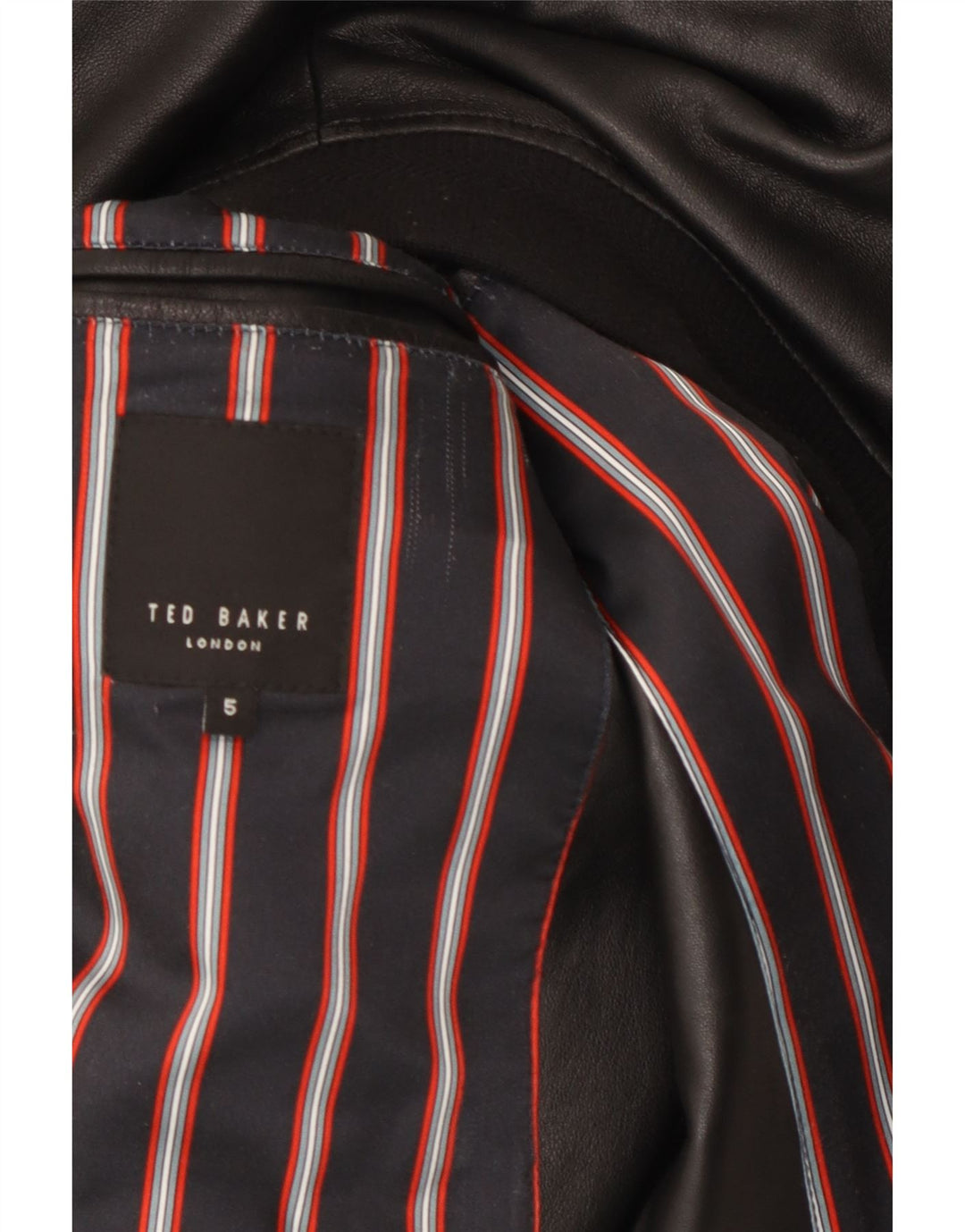Jaqueta de couro masculina Ted Baker tamanho 5 grande preta