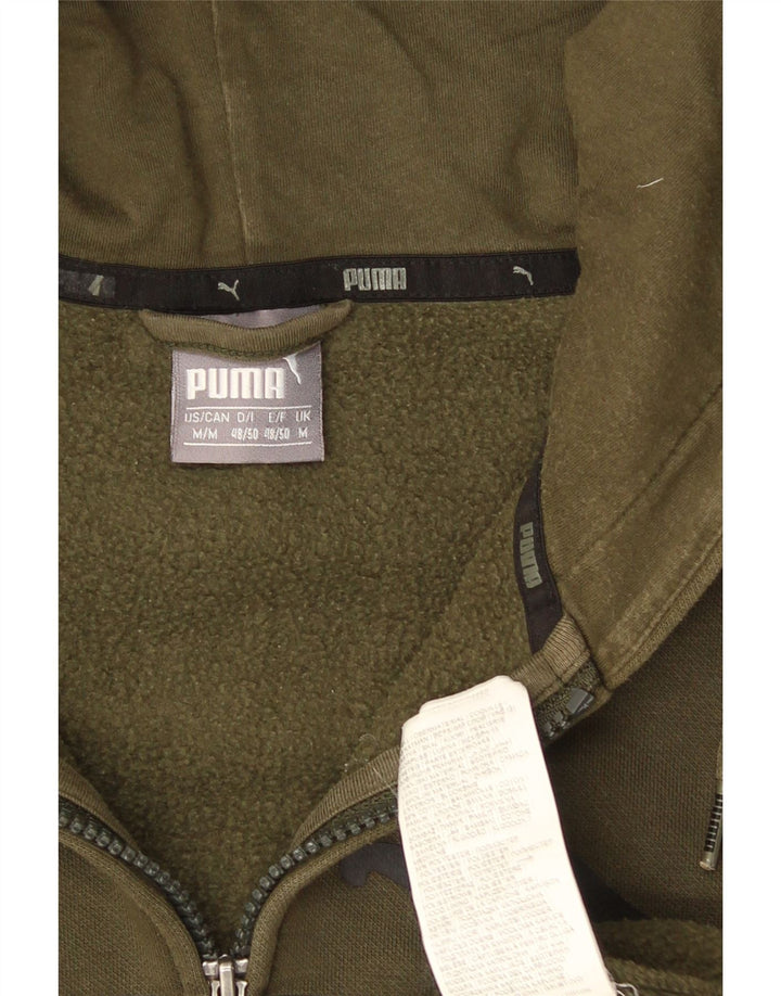 Suéter masculino Puma com capuz e zíper gráfico médio algodão cáqui