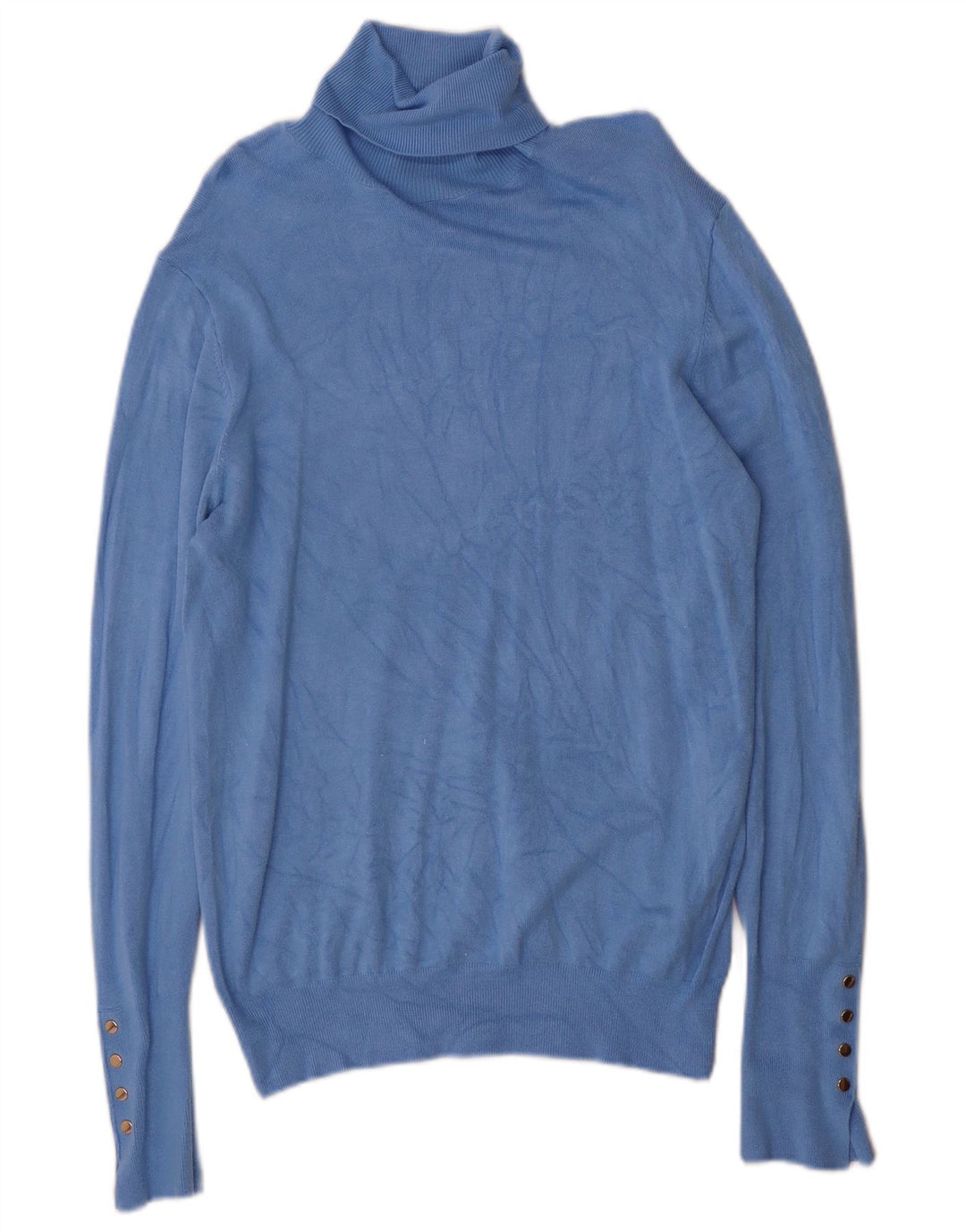Suéter feminino Zara com gola redonda e viscose azul grande Reino Unido 14