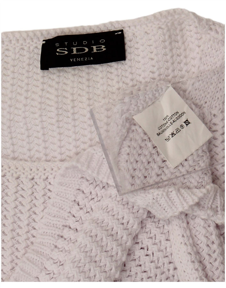 Suéter feminino STUDIO SDB com gola canoa e gola redonda UK 14 médio off white
