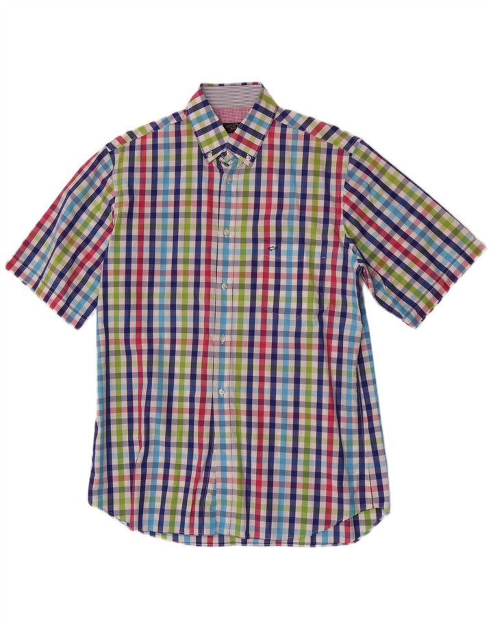 Camisa masculina de manga curta Paul & Shark tamanho 41 grande guingão multicolorido
