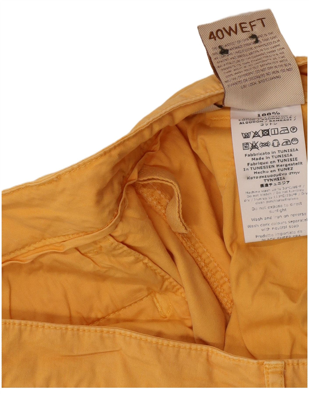 Shorts cargo masculino 40Weft IT 56 3XL W40 algodão amarelo
