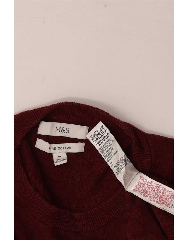 Suéter masculino Marks & Spencer com gola redonda XL de algodão vermelho
