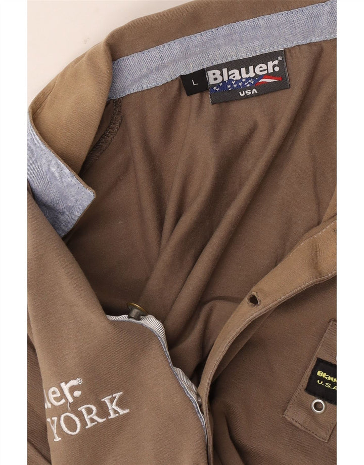 Camisa polo masculina Blauer gráfica grande marrom