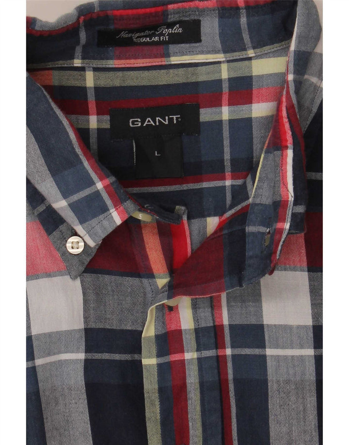 Gant Camisa Masculina Regular Fit Grande Xadrez Azul Marinho