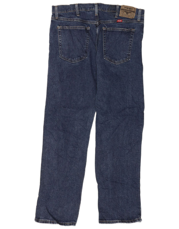 Wrangler Mens Straight Jeans W36 L30 Azul Algodão