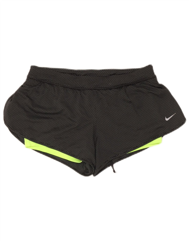 Shorts esportivos femininos Nike Dri Fit UK 8 pequenos poliéster preto