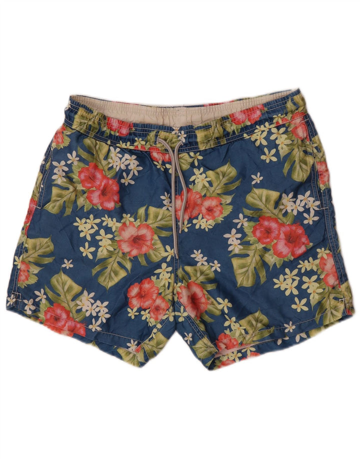 Shorts de natação masculino Saint Barth pequeno poliéster floral azul