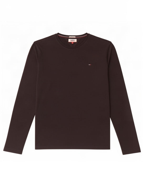 Tommy Hilfiger Mens Slim Fit Top Manga Longa Grande Algodão Preto