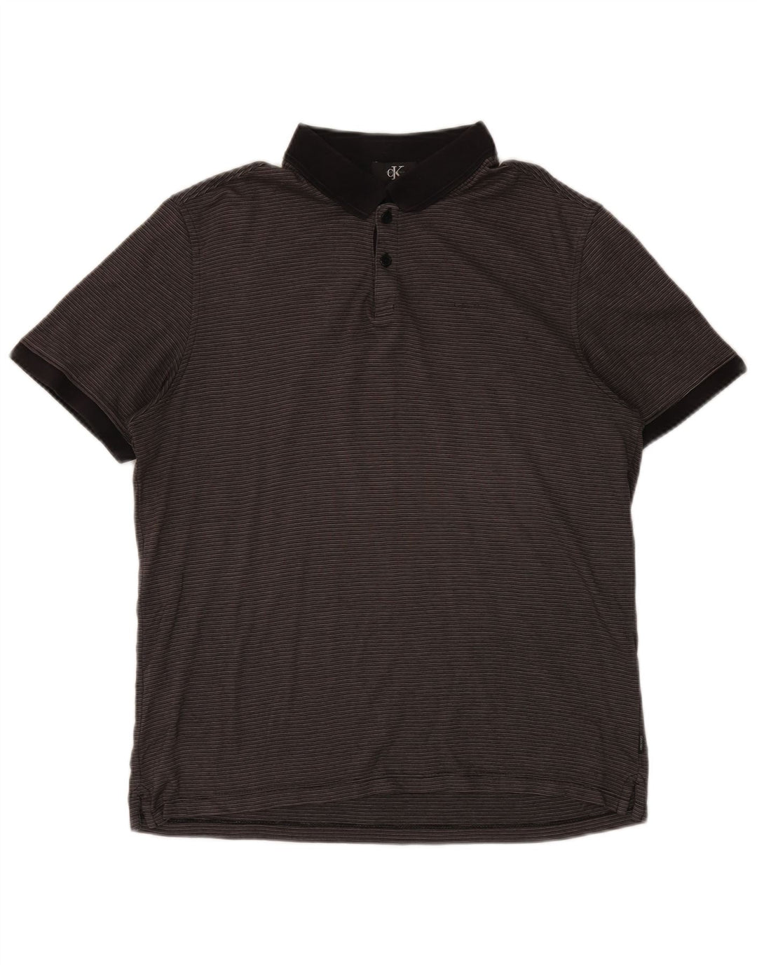 Camisa polo masculina CALVIN KLEIN algodão listrado cinza médio