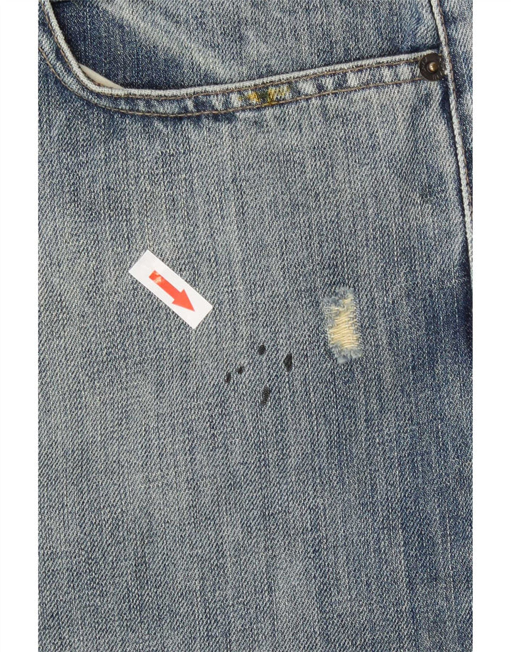 Calça jeans reta masculina Armani desgastada W36 L30 algodão azul