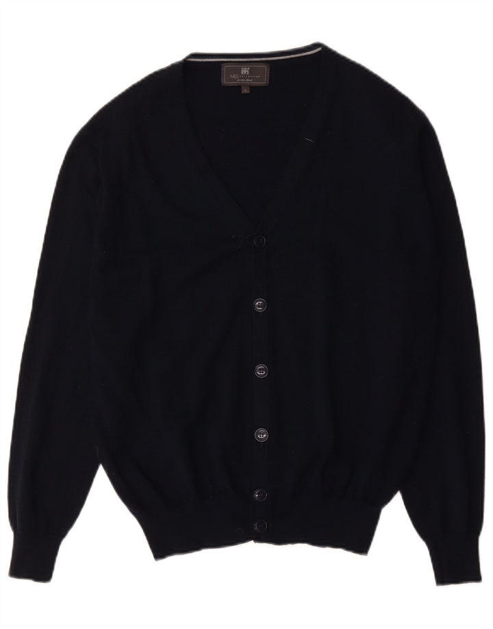 Suéter cardigã masculino Marks & Spencer grande acrílico azul marinho