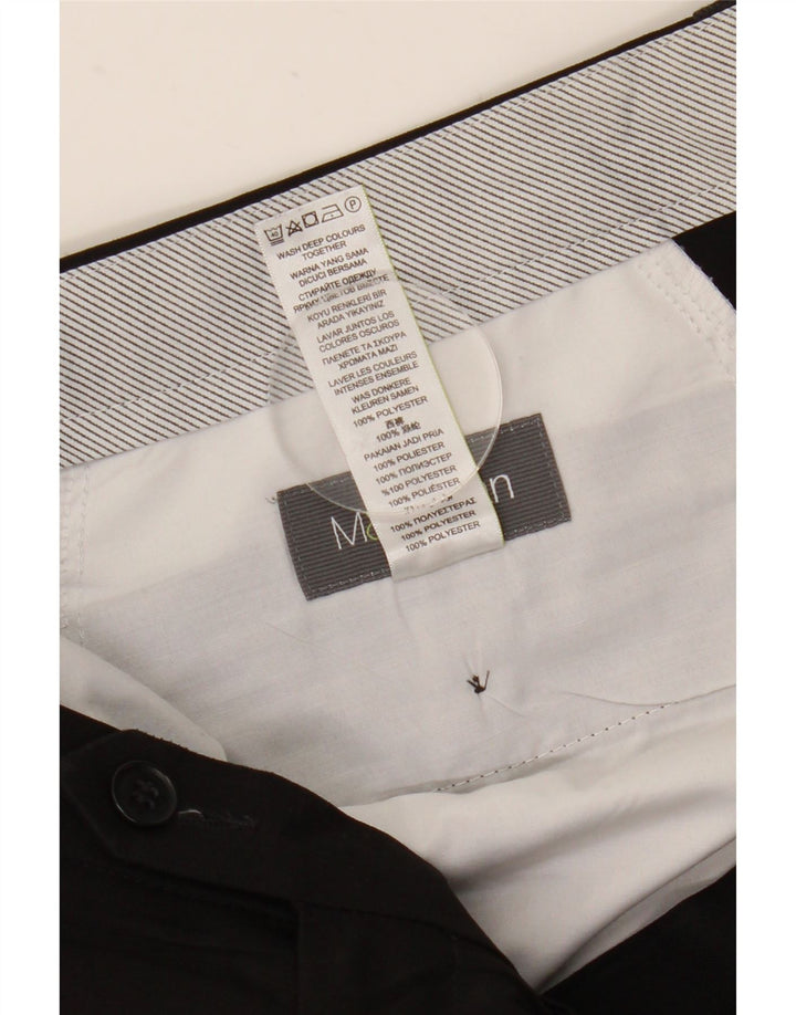 Calça chino reta masculina Marks & Spencer W36 L31 poliéster preto