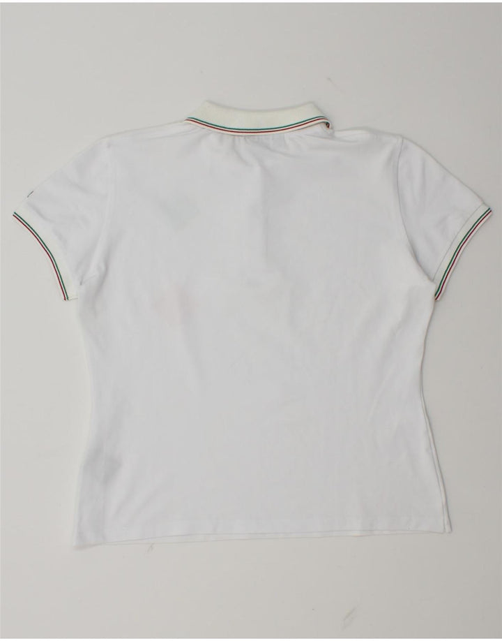 Camisa polo feminina Slam UK 14 grande branco Argyle / diamante poliamida