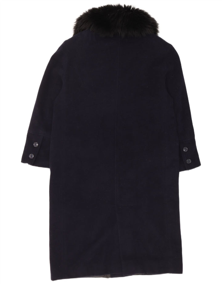 Casaco feminino vintage com peito duplo IT 48 XL lã azul marinho