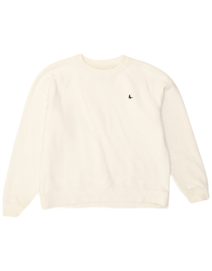 Jack Wills moletom feminino jumper Reino Unido 14 grande algodão branco