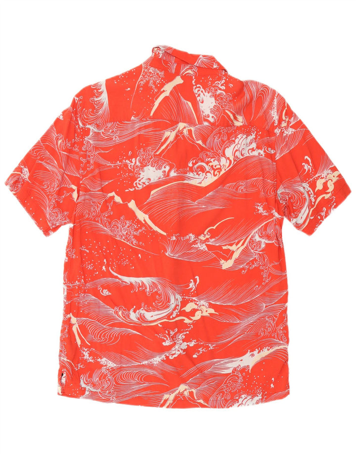 Camisa masculina All Saints com estampa abstrata de manga curta vermelha média havaiana