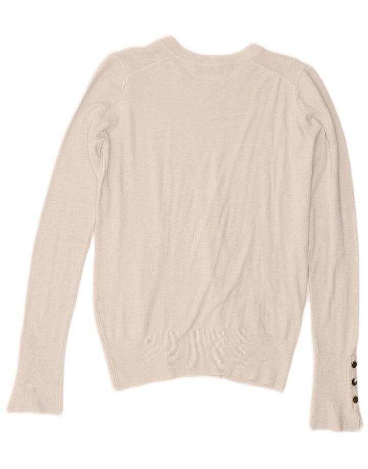 Suéter feminino Zara com gola redonda, Reino Unido 10, pequeno, branco