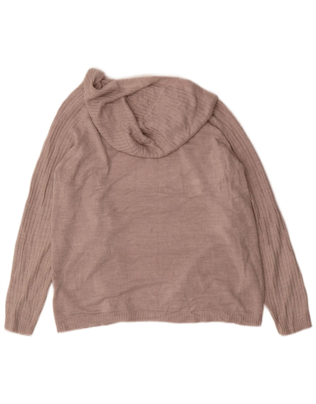 Suéter cardigã feminino aberto com capuz Marks & Spencer Reino Unido 14 médio bege