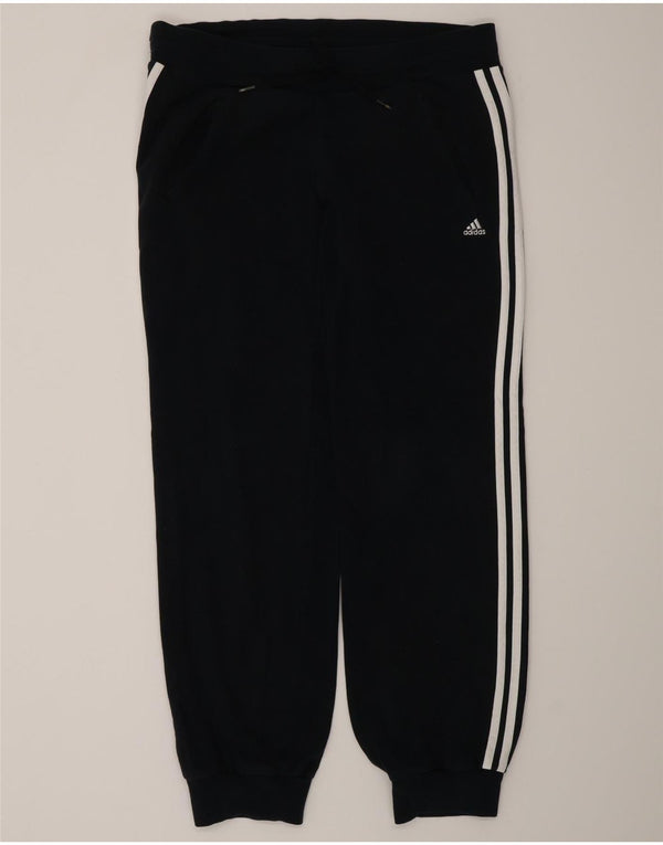 Calça de treino feminina Adidas Joggers UK 12 médio azul marinho algodão