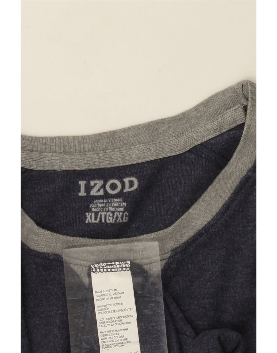 Top masculino IZOD manga comprida XL azul marinho algodão