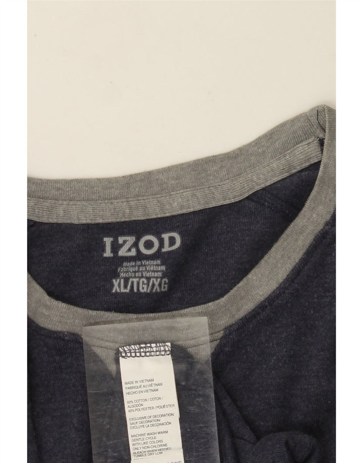 Top masculino IZOD manga comprida XL azul marinho algodão
