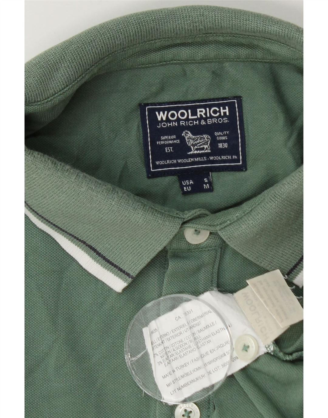 Camisa polo masculina Woolrich de algodão verde médio