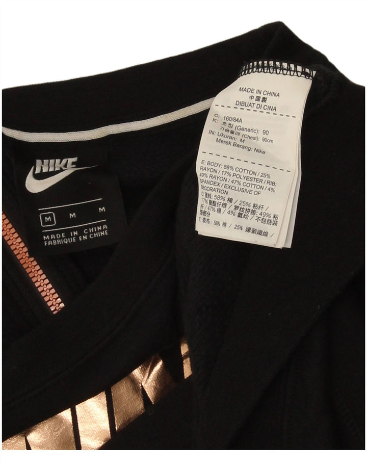 Nike Womens Crop Graphic Moletom Jumper UK 14 Médio Algodão Preto