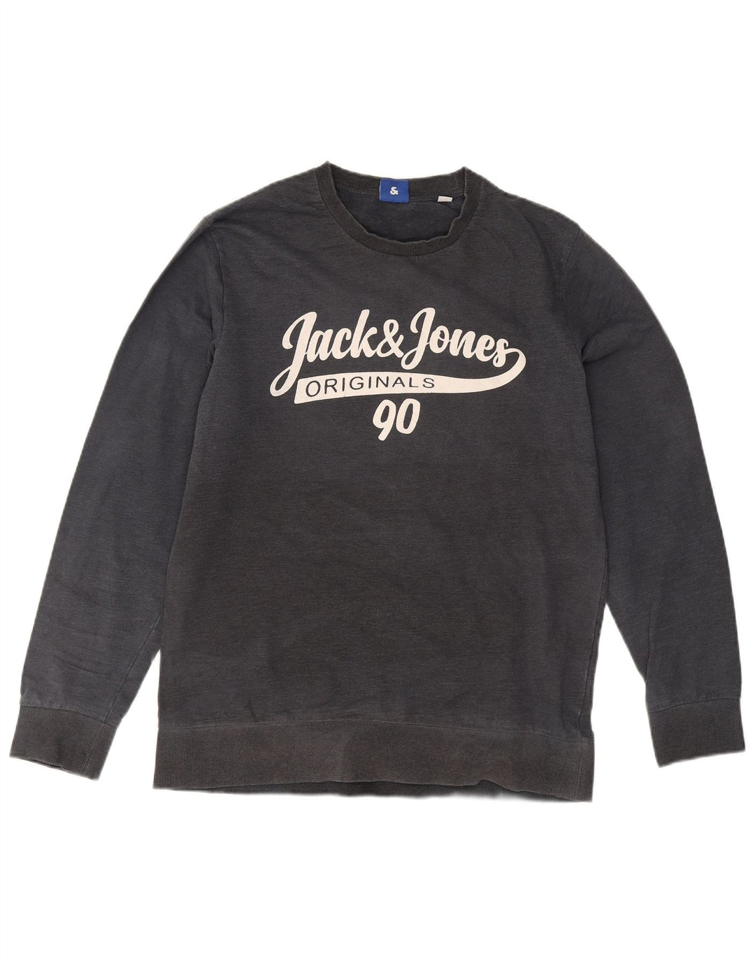 Jack & Jones moletom gráfico masculino jumper grande algodão cinza