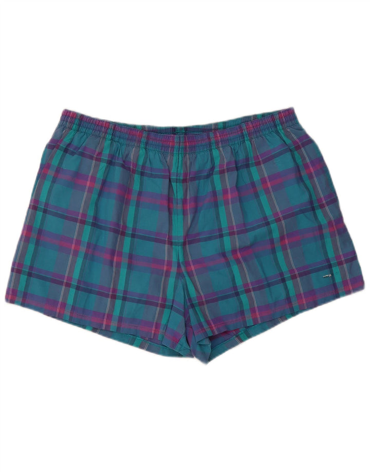 Adidas Mens Natação Shorts Grande W36 L3 Turquesa Xadrez Retro