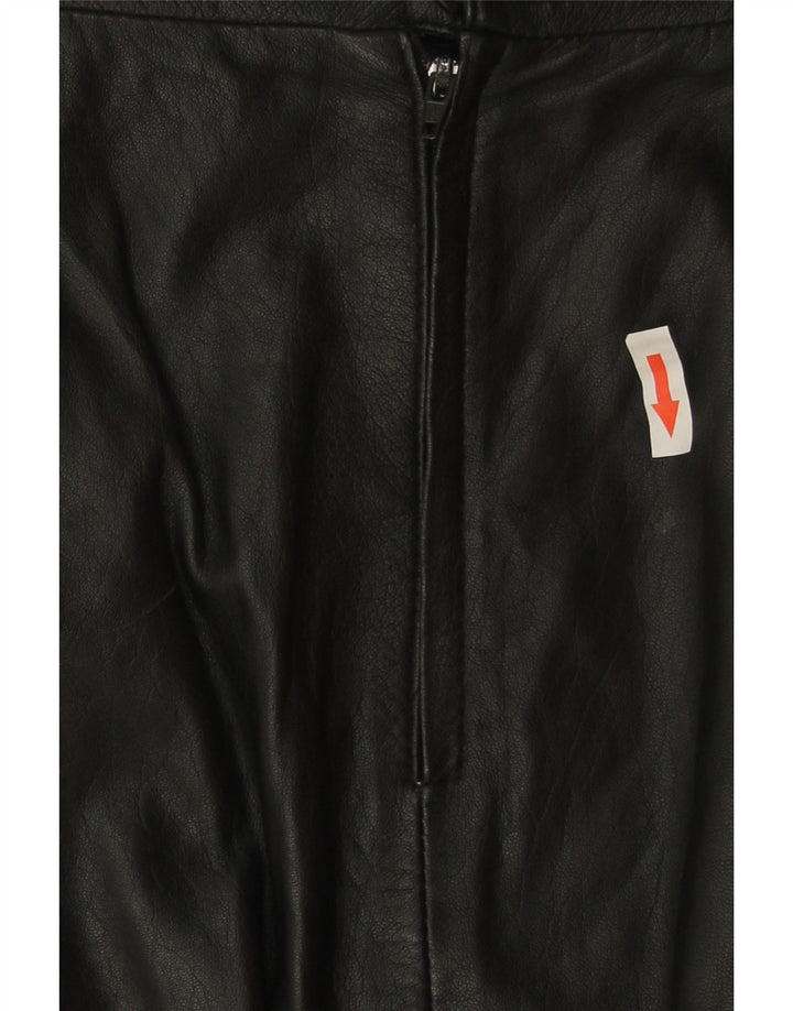 Saia de couro feminina vintage W30 média preta