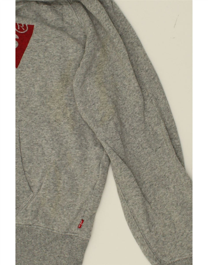LEVI'S Womens Oversized Graphic Hoodie Jumper UK 6 XS Grey Cotton Vintage Levi's and Second-Hand Levi's from Messina Hembry 