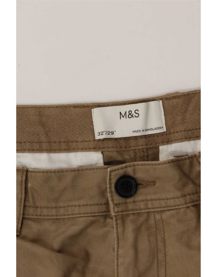 Calça cargo reta masculina Marks & Spencer W32 L29 algodão bege