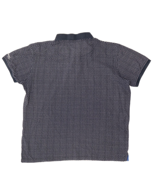 Camisa polo masculina Harmont & Blaine 2XL algodão geométrico azul marinho