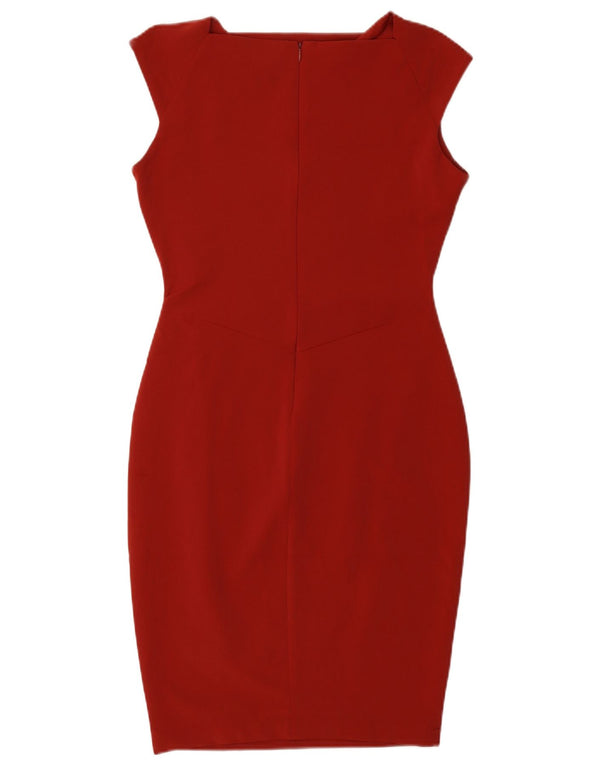 Vestido bodycon feminino sem mangas Zara UK 12 médio vermelho poliamida