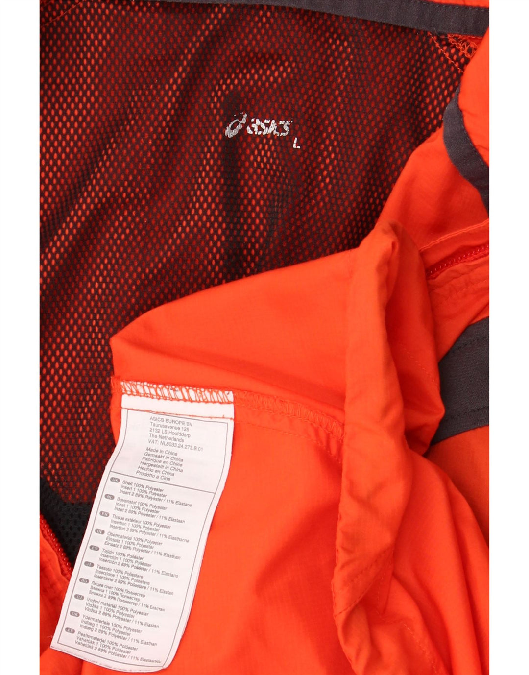 ASICS Mens Rain Jacket UK 40 Grande Laranja Colourblock Poliéster