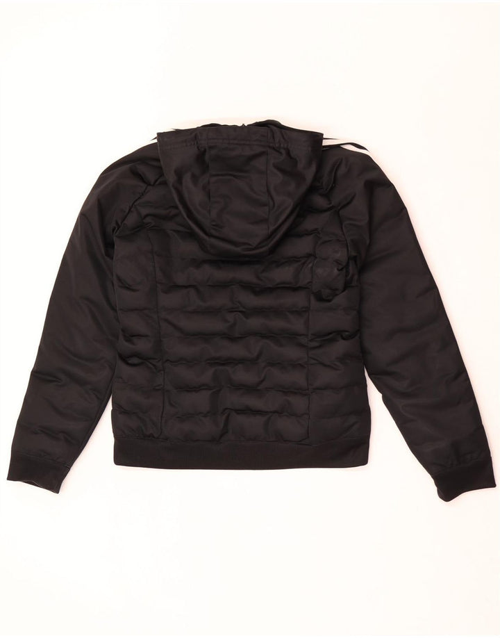 Jaqueta acolchoada com capuz feminina Adidas UK 12 poliéster preto médio