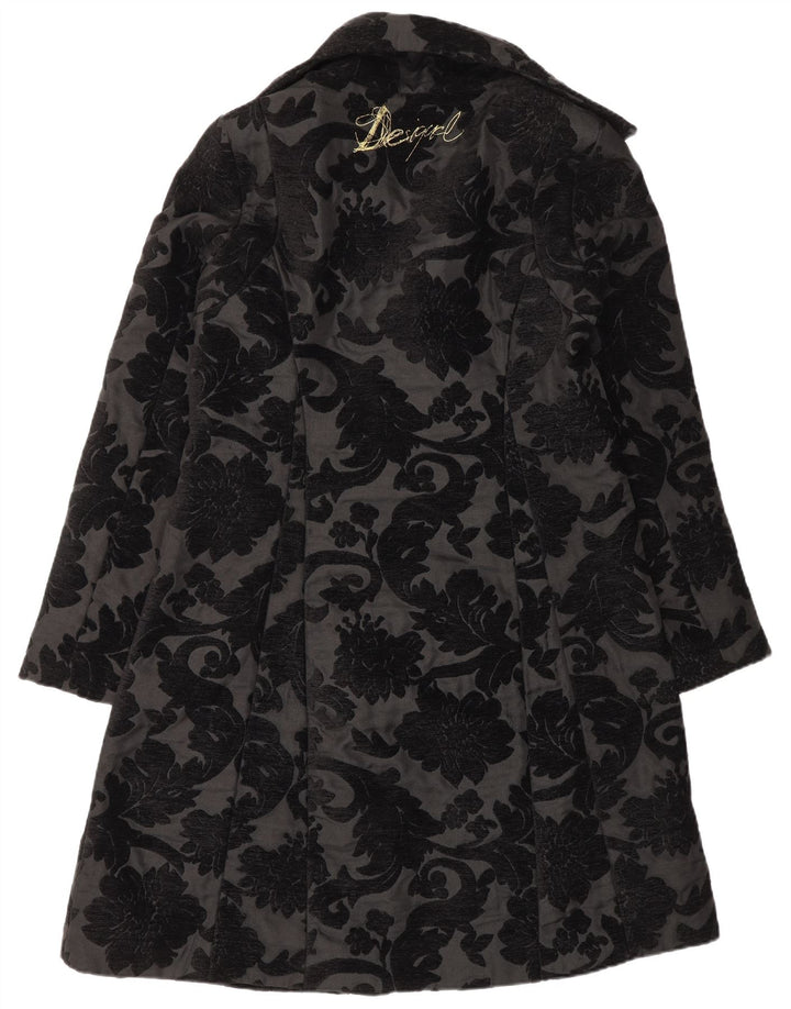 Sobretudo feminino Desigual Regular Fit EU 42 grande preto floral moderno