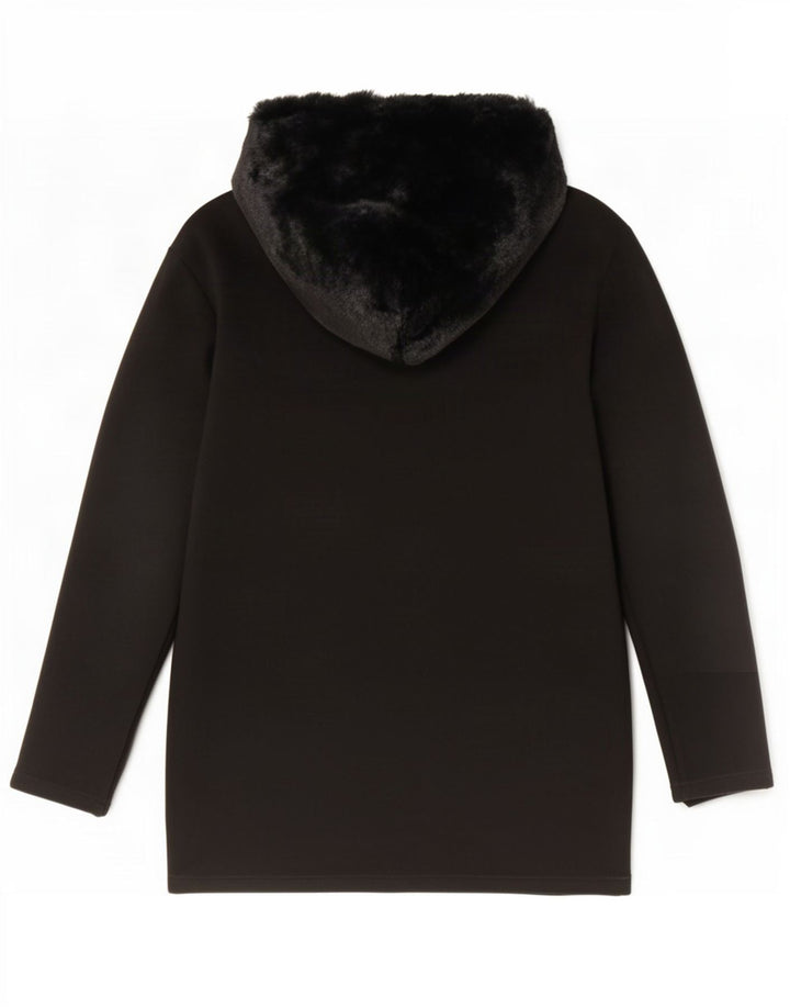 Suéter feminino Zara com capuz e gola grande com zíper Reino Unido 10 pequeno poliéster preto
