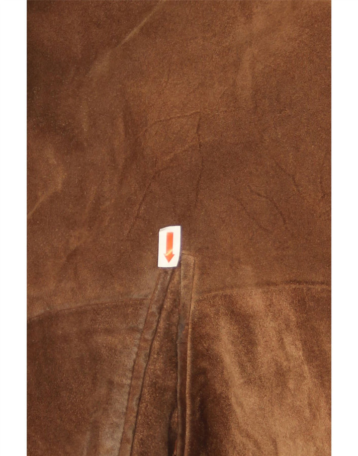 Jaqueta masculina vintage de camurça shearling Reino Unido 38 couro marrom médio
