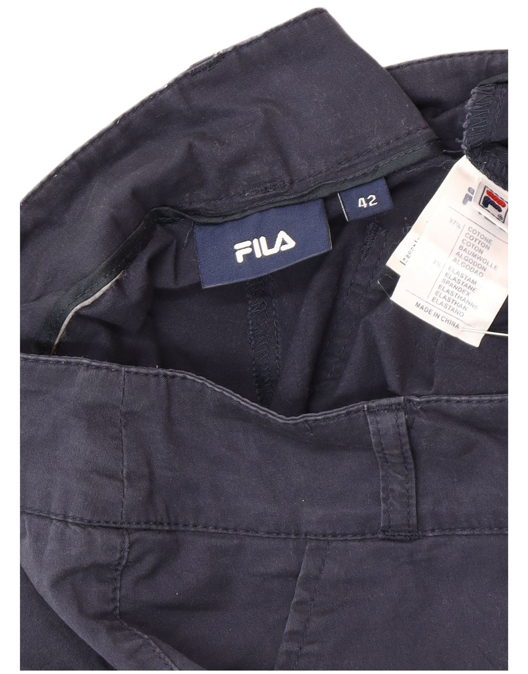 Shorts Chino Feminino Fila IT 42 Médio W30 Azul Marinho Algodão
